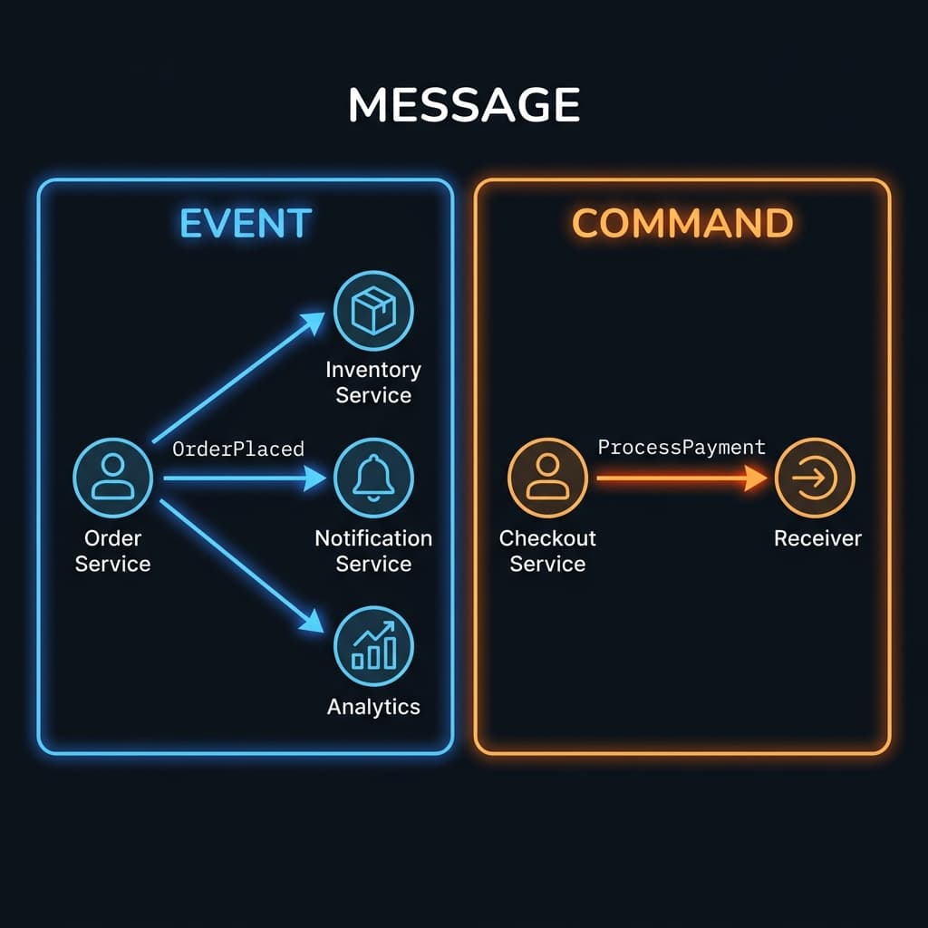 Event vs Command vs Message — the three building blocks of event-driven systems