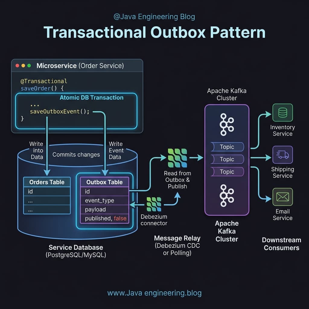 The Transactional Outbox Pattern — atomic writes and CDC-based event publishing