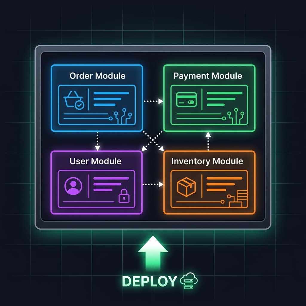 A modular monolith — one deployment, multiple well-organized internal modules with clear boundaries